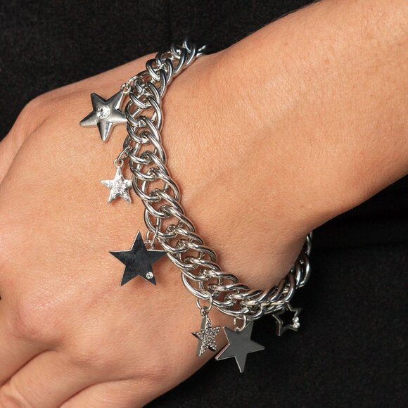 NWT PAPARAZZI COSMIC CONTEMPORARY SILVER BRACELET - Picture 1 of 1